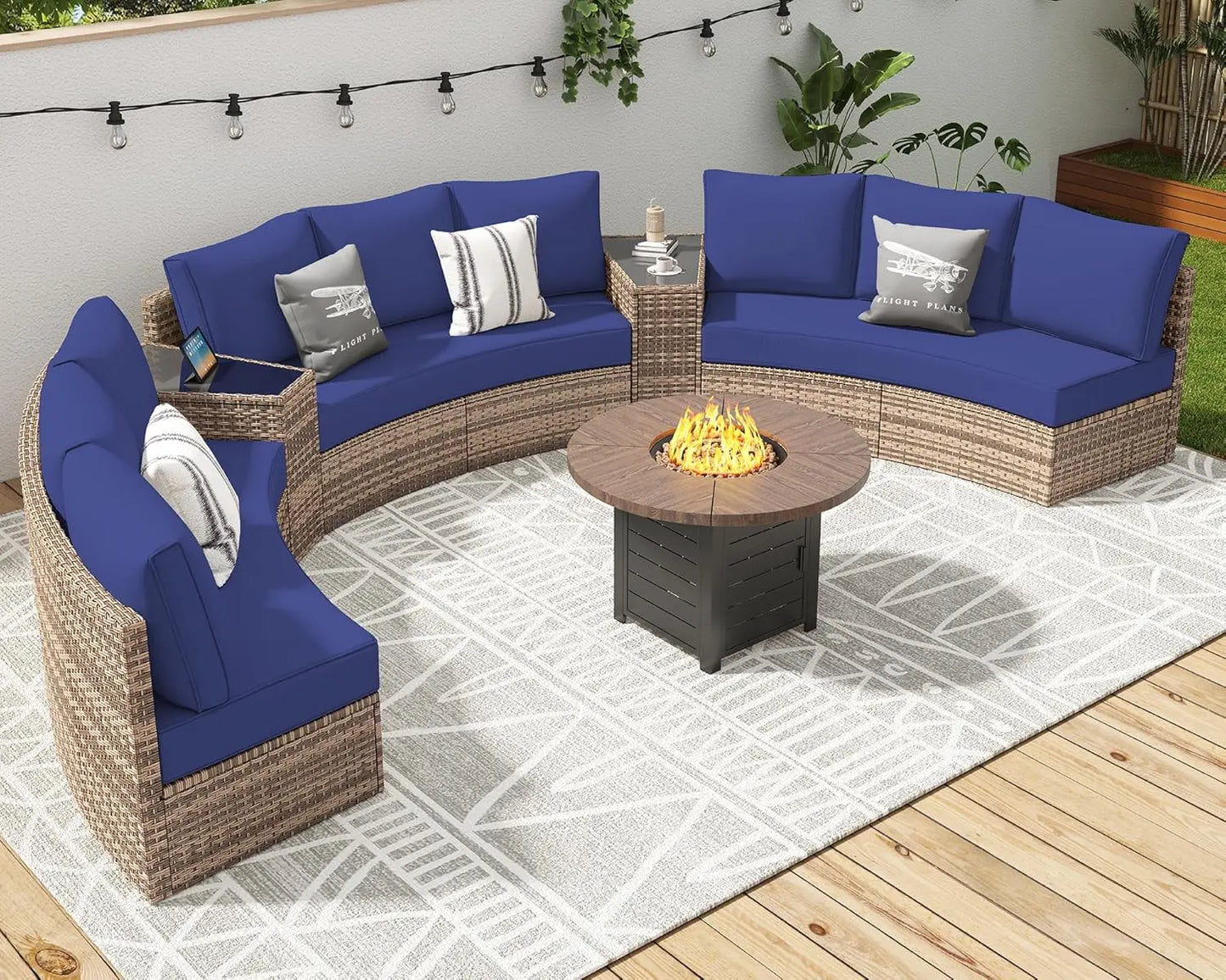 11 Piece Half-Moon Sectional Round Sofa Set