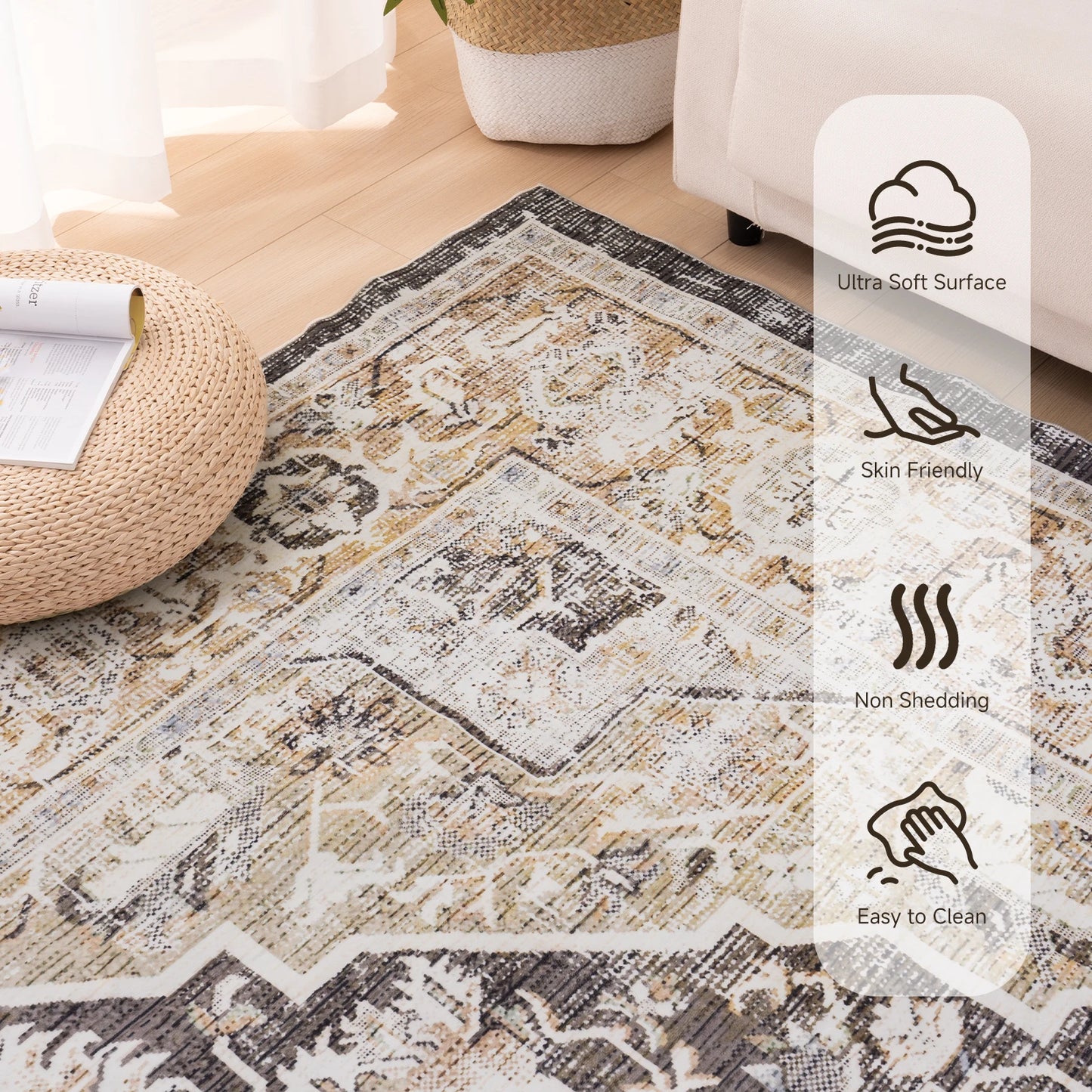 Non-Slip Stain Resistant Machine Washable Rug