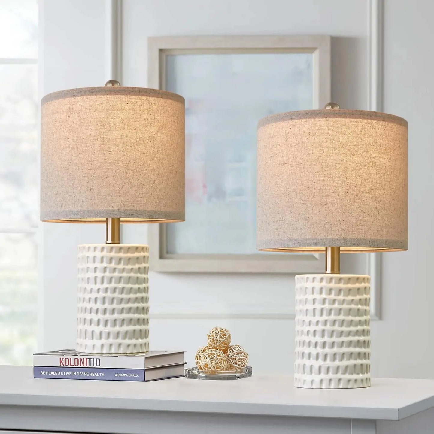 Modern Accent Ceramic Table Lamp Set of 2