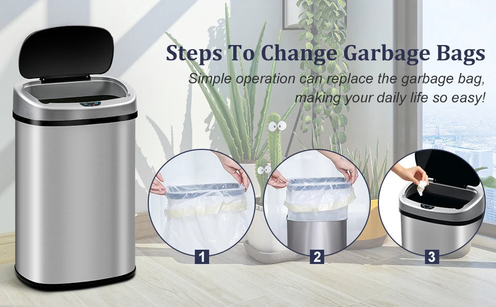 13-Gallon Automatic Touch Free Trash Can