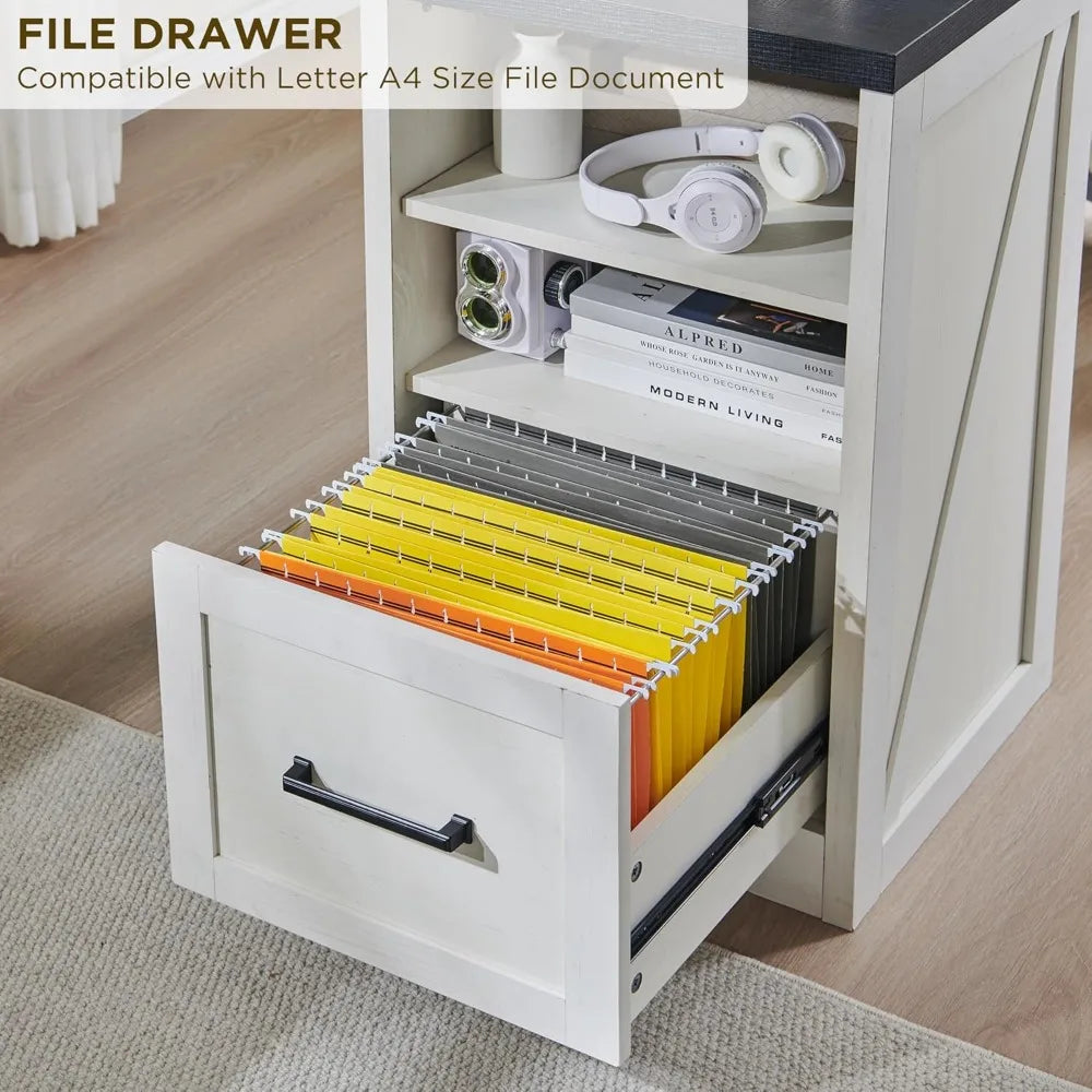 L Shaped Computer Desk with File Drawer