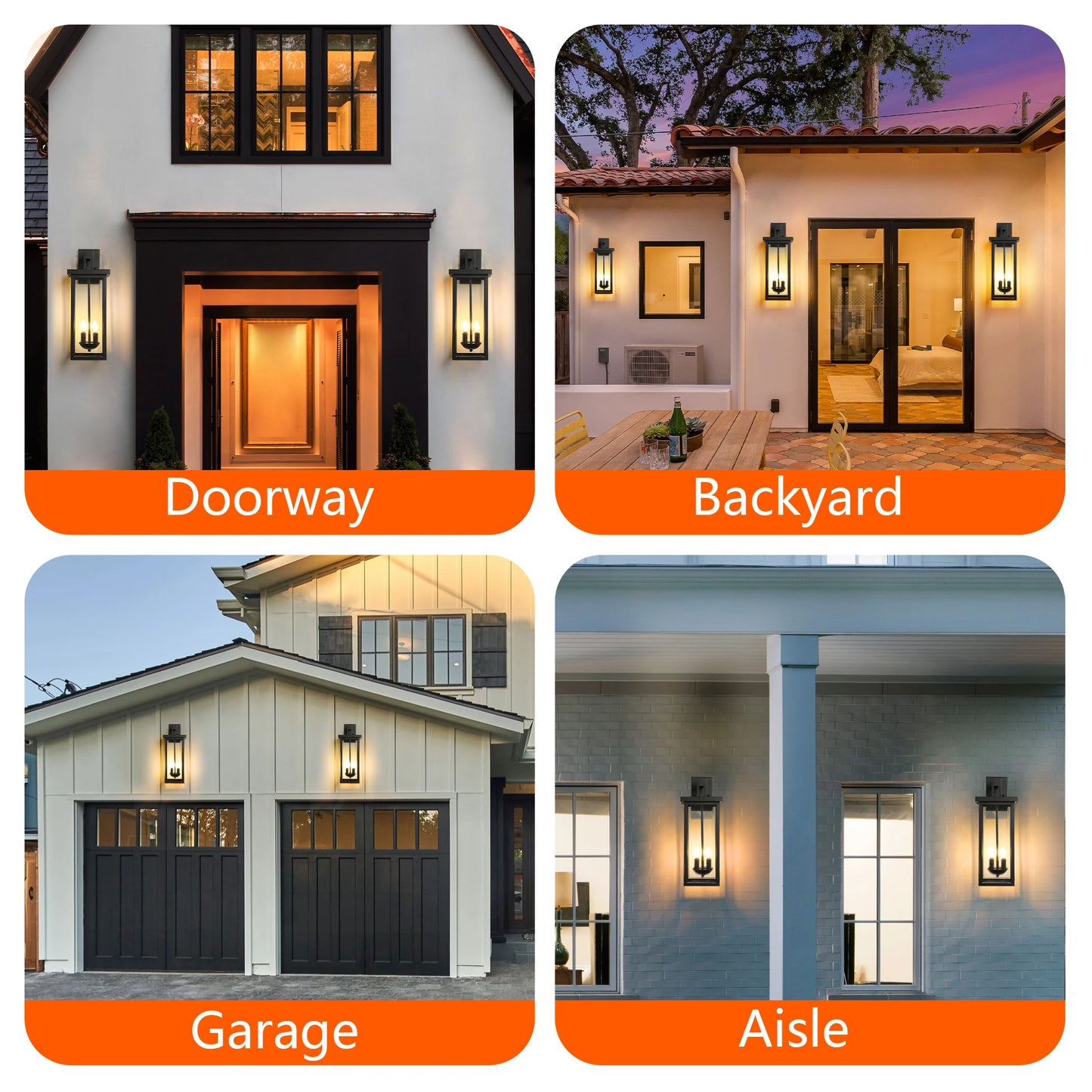 22"(H) Outdoor Wall Lantern with Dusk to Dawn Sensor