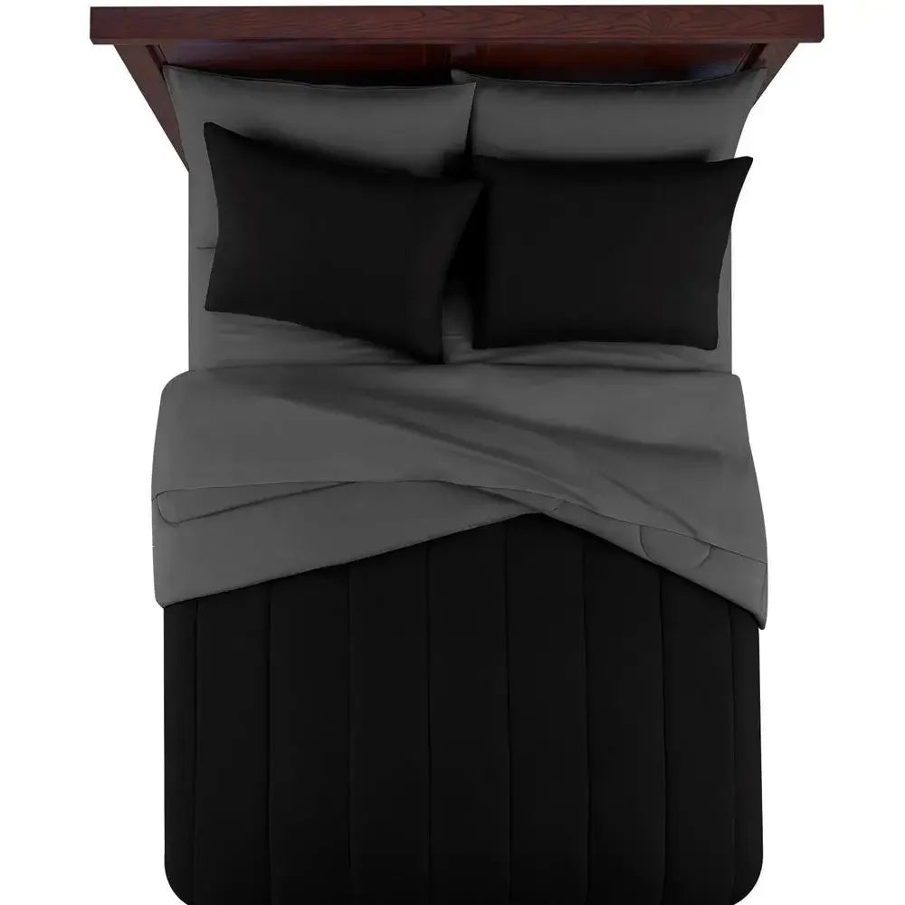 Black 7-Piece King Size Bedding Set