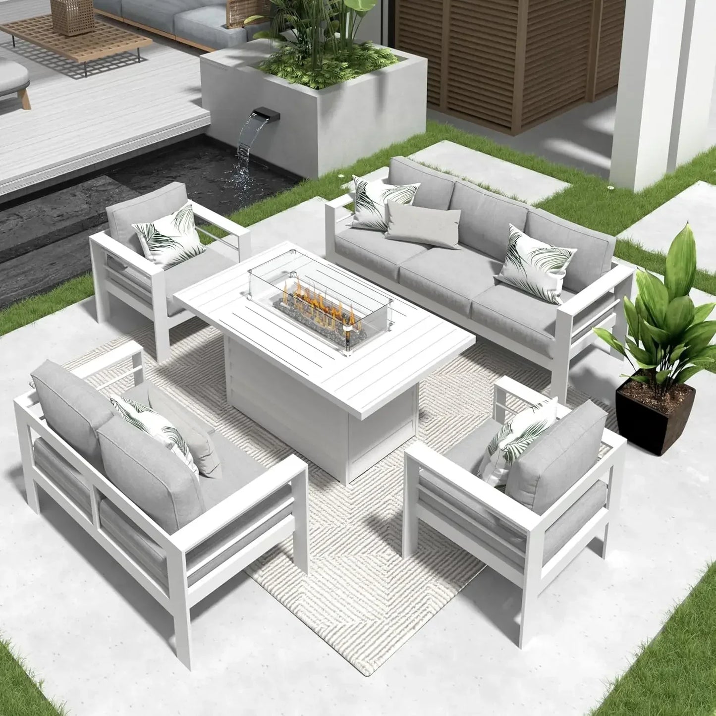 5 Piece Modern Patio Conversation Set