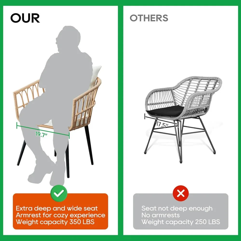 3 Piece Outdoor Wicker Patio Set