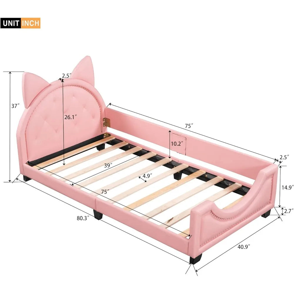 Twin Size Bed Frame, with House-Shaped Headboard