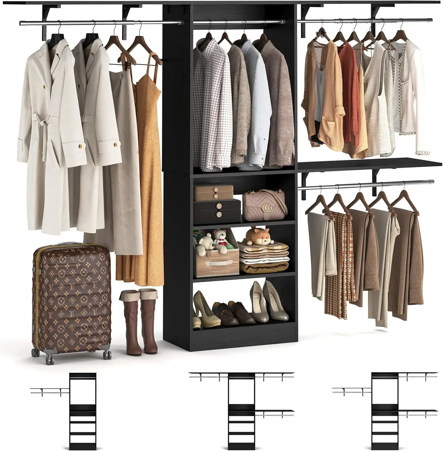 8FT Closet System with Shelves