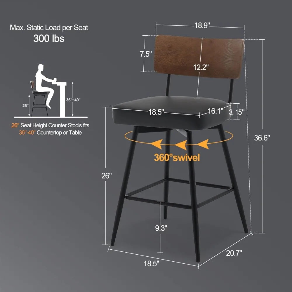 Counter Height Swivel Bar Stools Set of 4