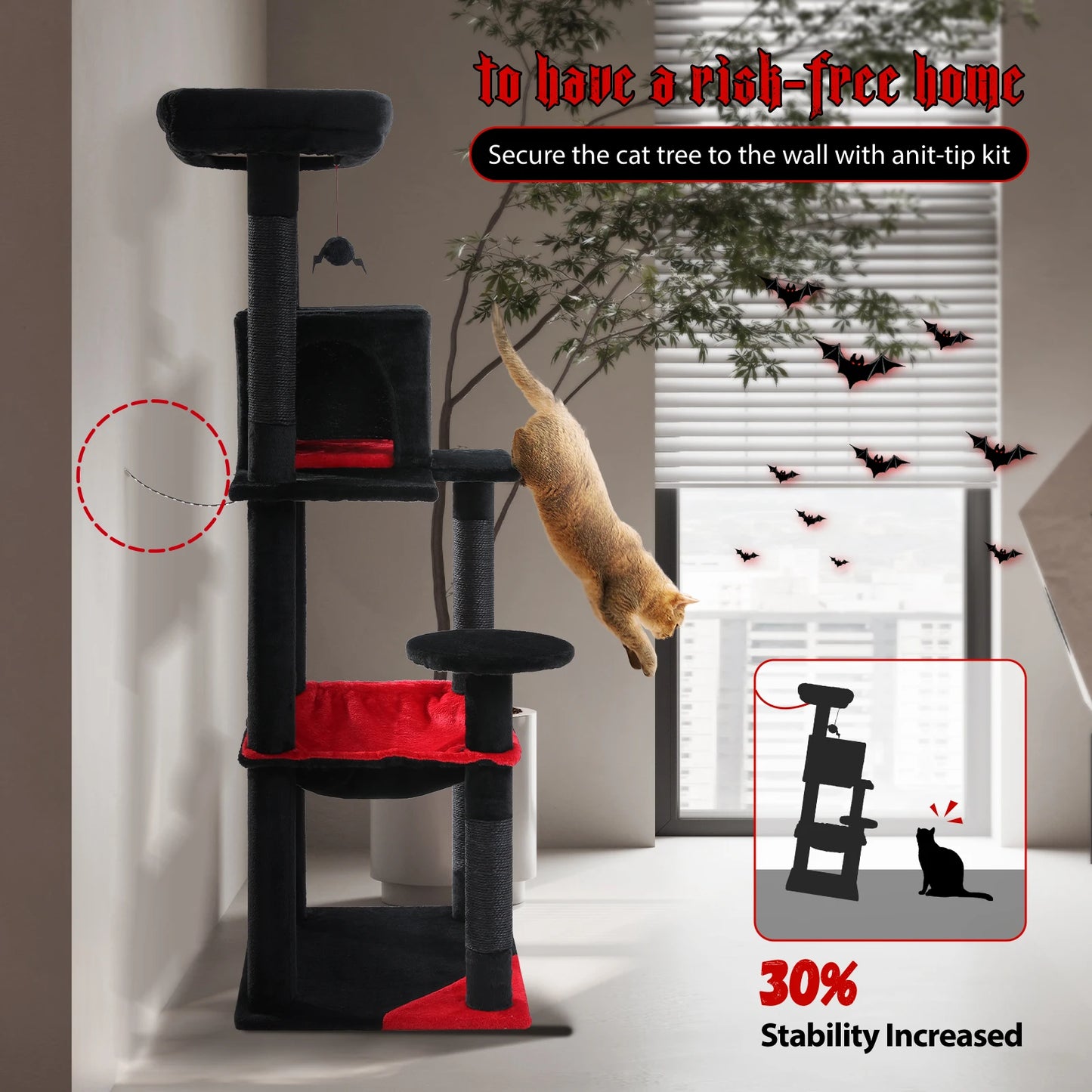 Gothic Cat Tree Suitable for 2-3Cats