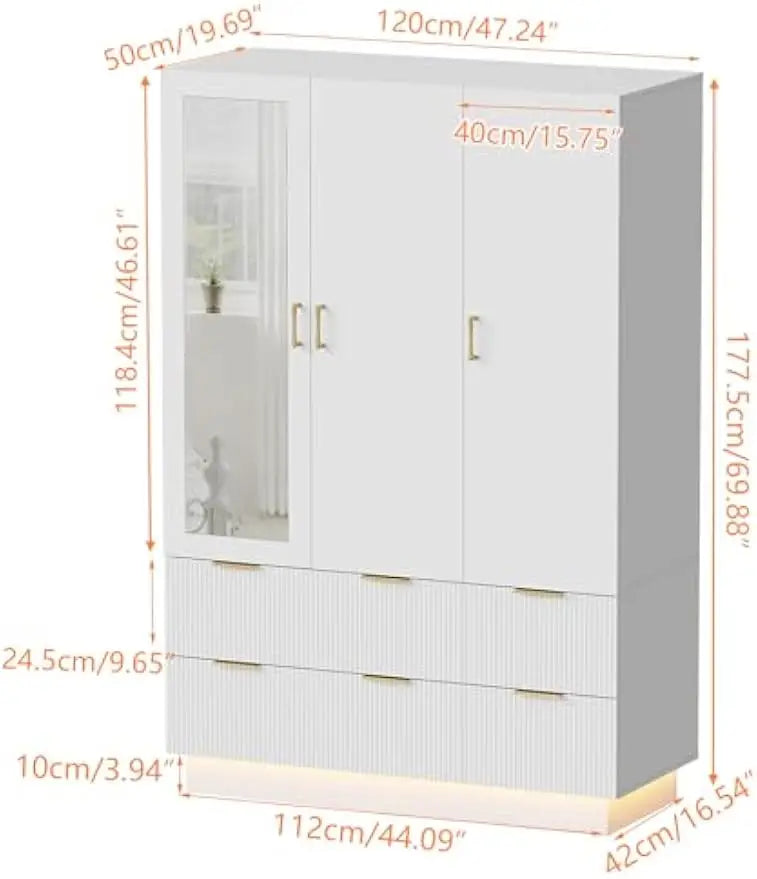 Armoire Wardrobe Closet with 3 Door