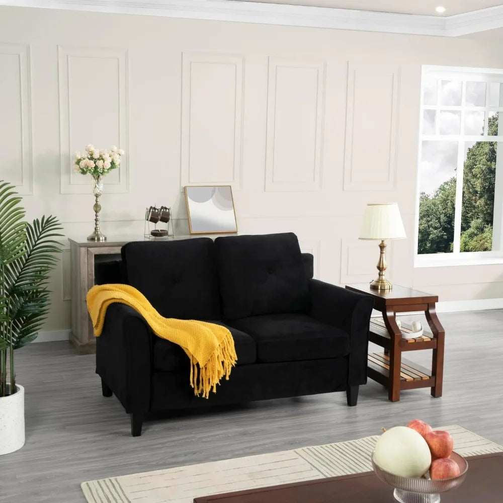 Black Button Tufted Sofa & Loveseat Set
