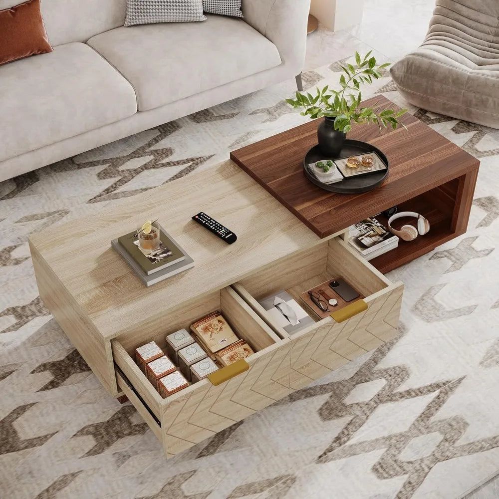 Extendable Coffee Table with Storage Drawers
