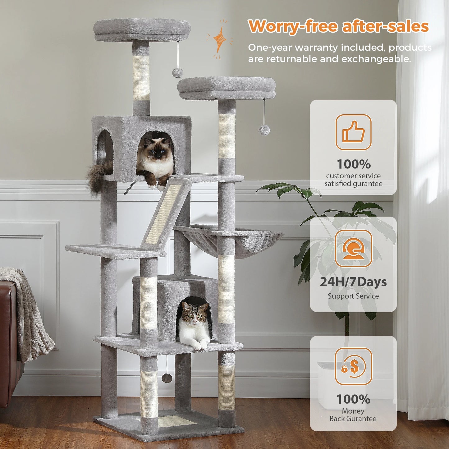 Tall Cat Tower for Indoor Cats Multi-Level