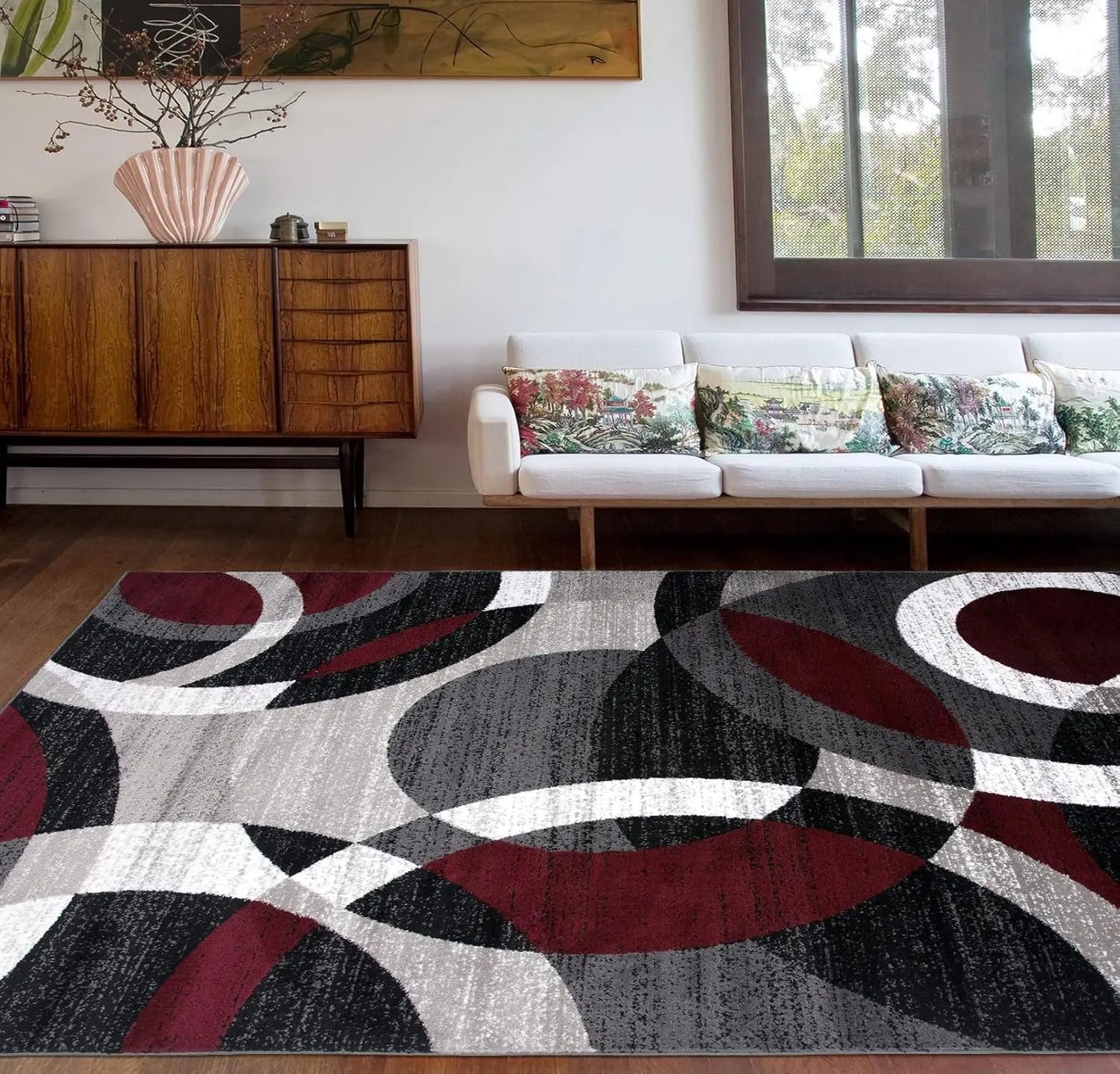 Contemporary Abstract Circles Perfect for high Traffic Areas of Your Home
