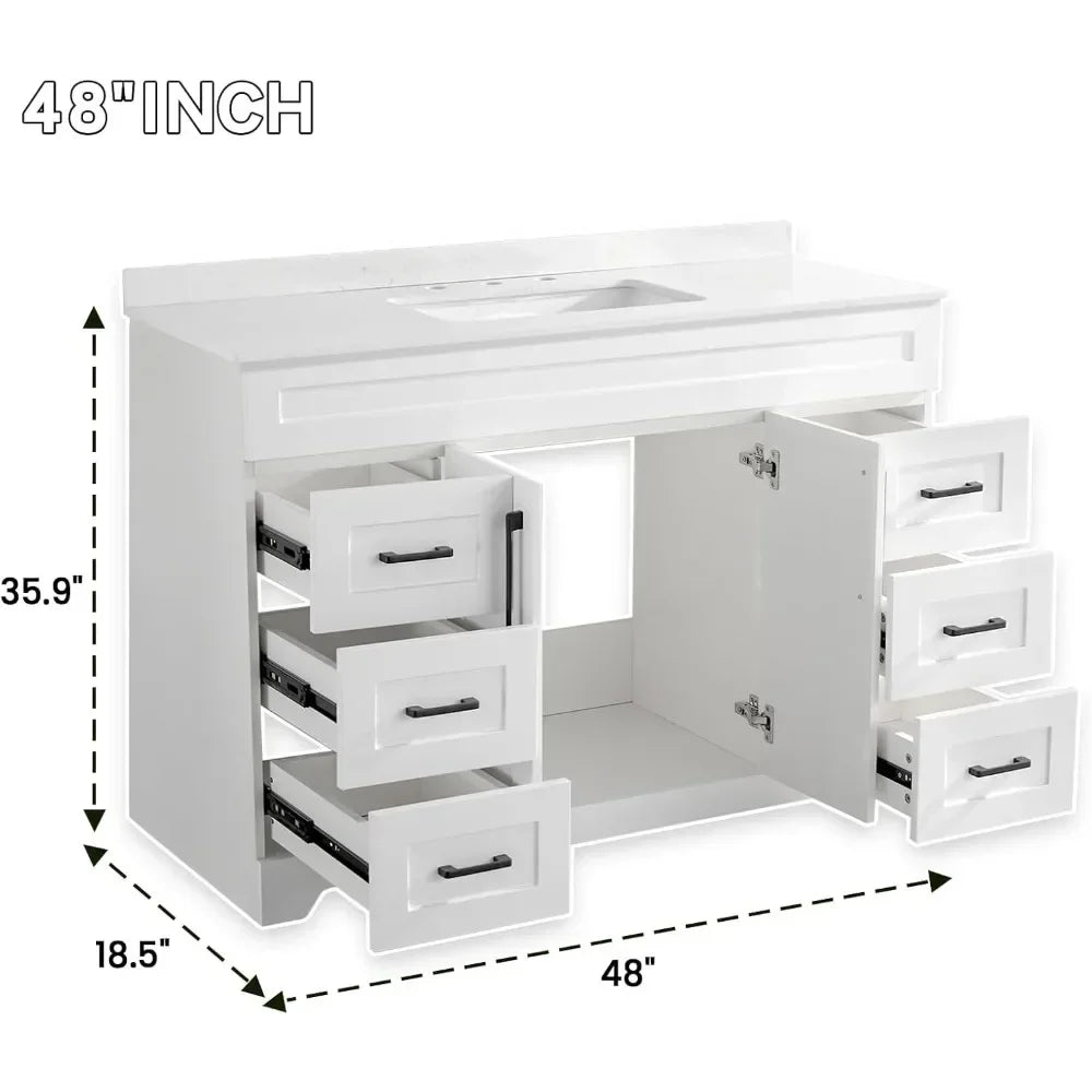 48” Bathroom Vanity with White Rectangular Sink