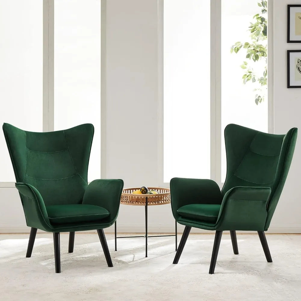 Velvet Wingback Accent Chairs
