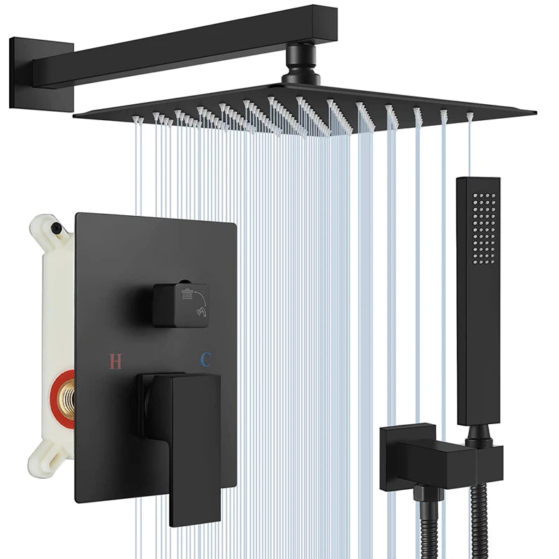 Black Concealed Rain Shower System
