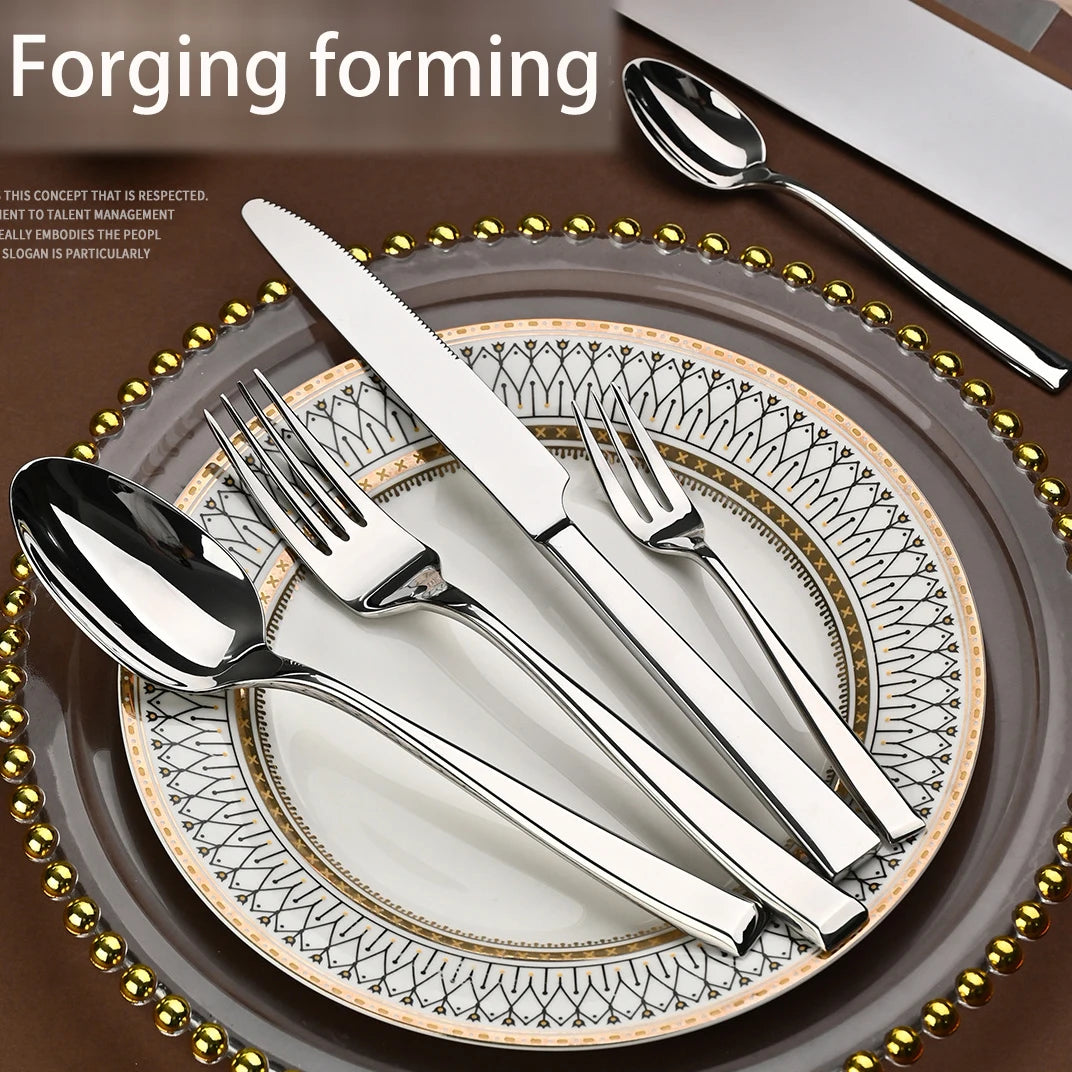 Stainless Steel Square Handled Tableware Set