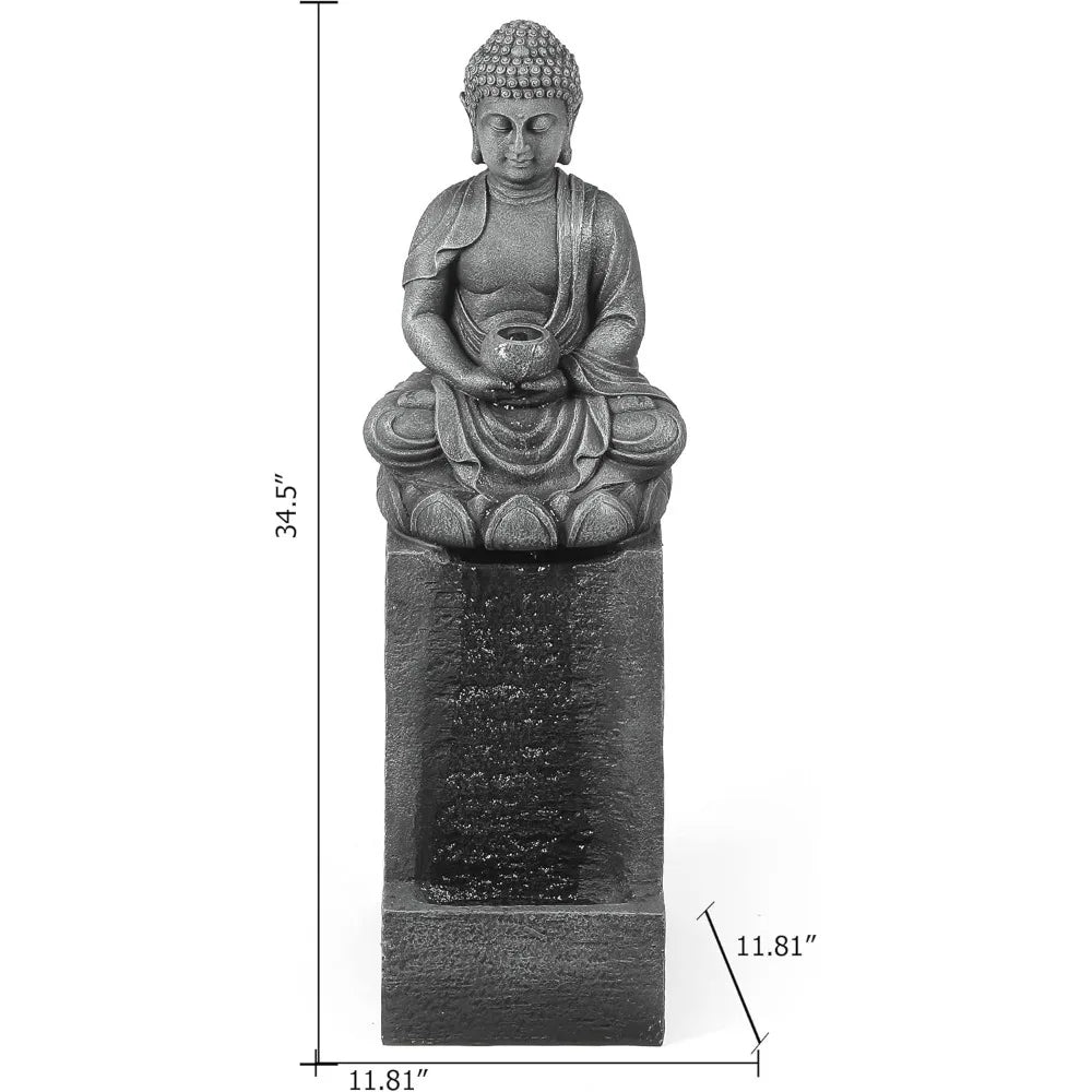 Meditation Buddha Statue Courtyard Fountain
