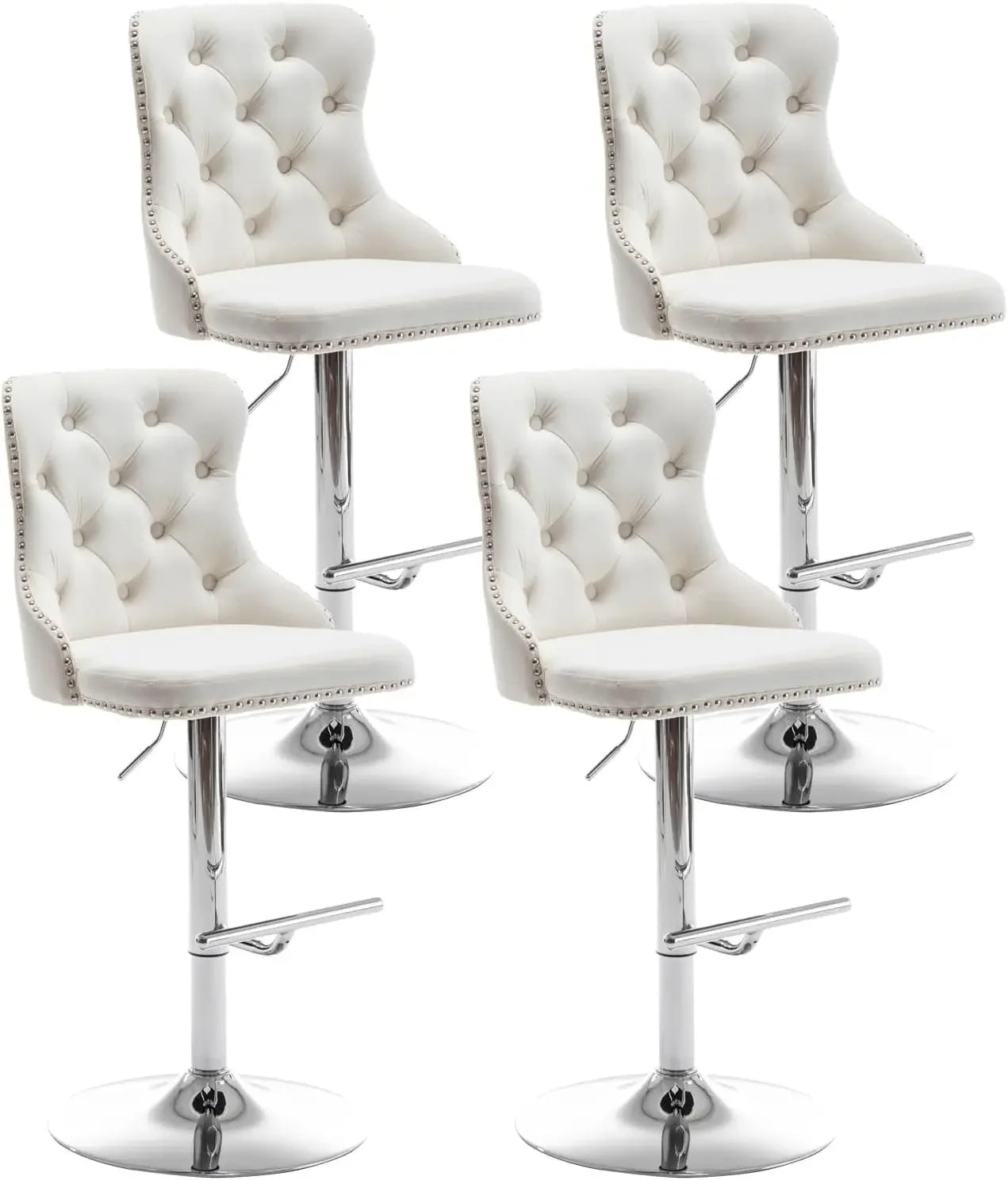 Gold Swivel Velvet Bar Stools Set of 4