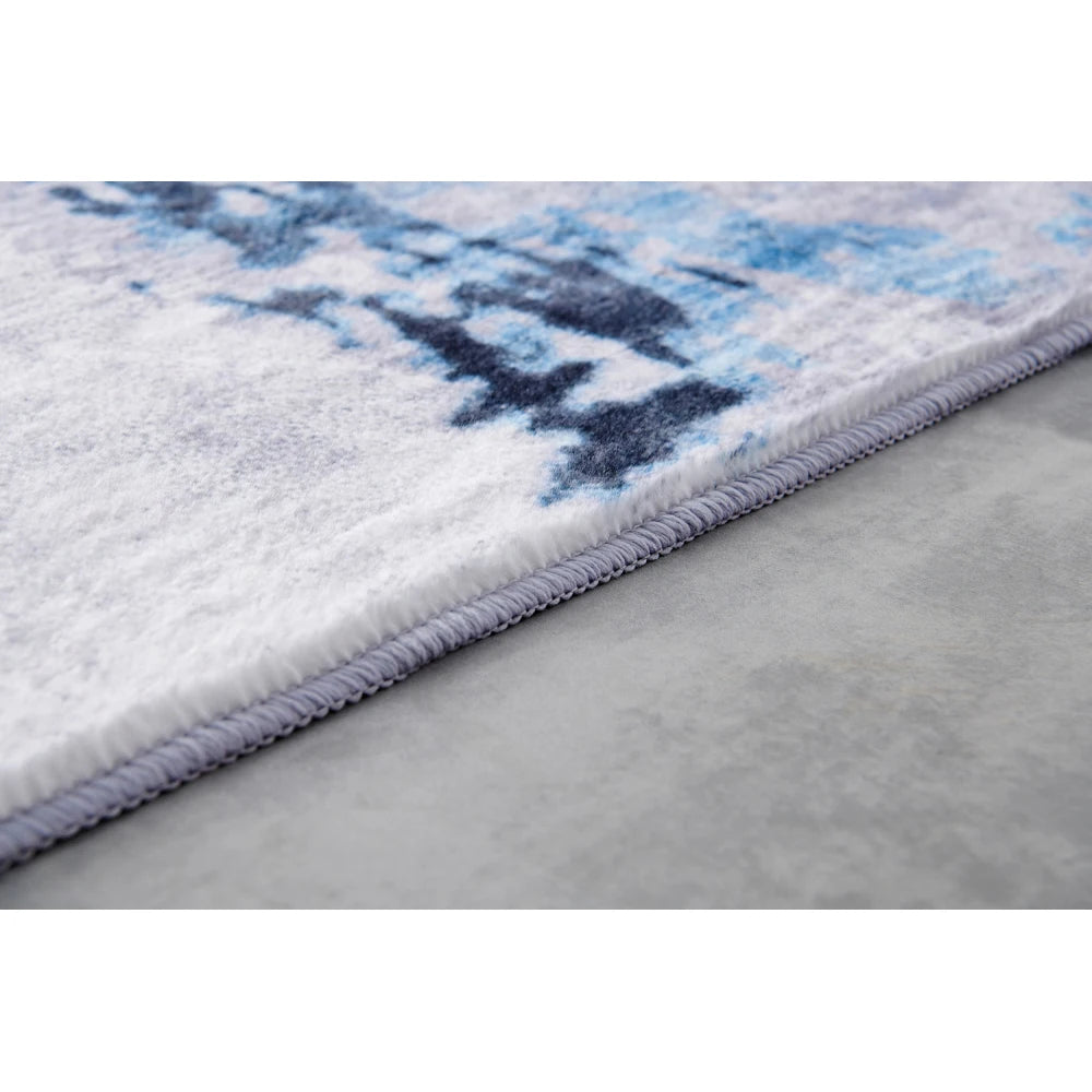 Abstract Design Gray Blue Yellow Area Rug