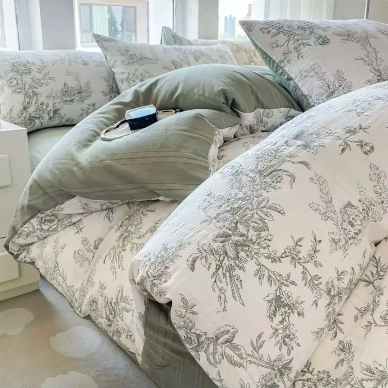 Bowknot Duvet Cover Set with Flat Sheet Pillowcase