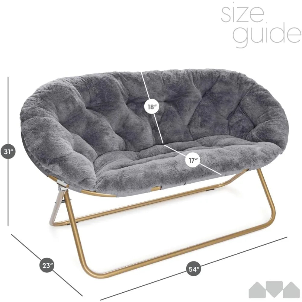 Cozy Fur Saucer Loveseat for Bedroom