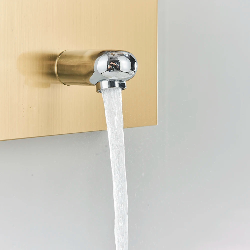 Black LED Light Shower Panel Waterfall Rain Shower