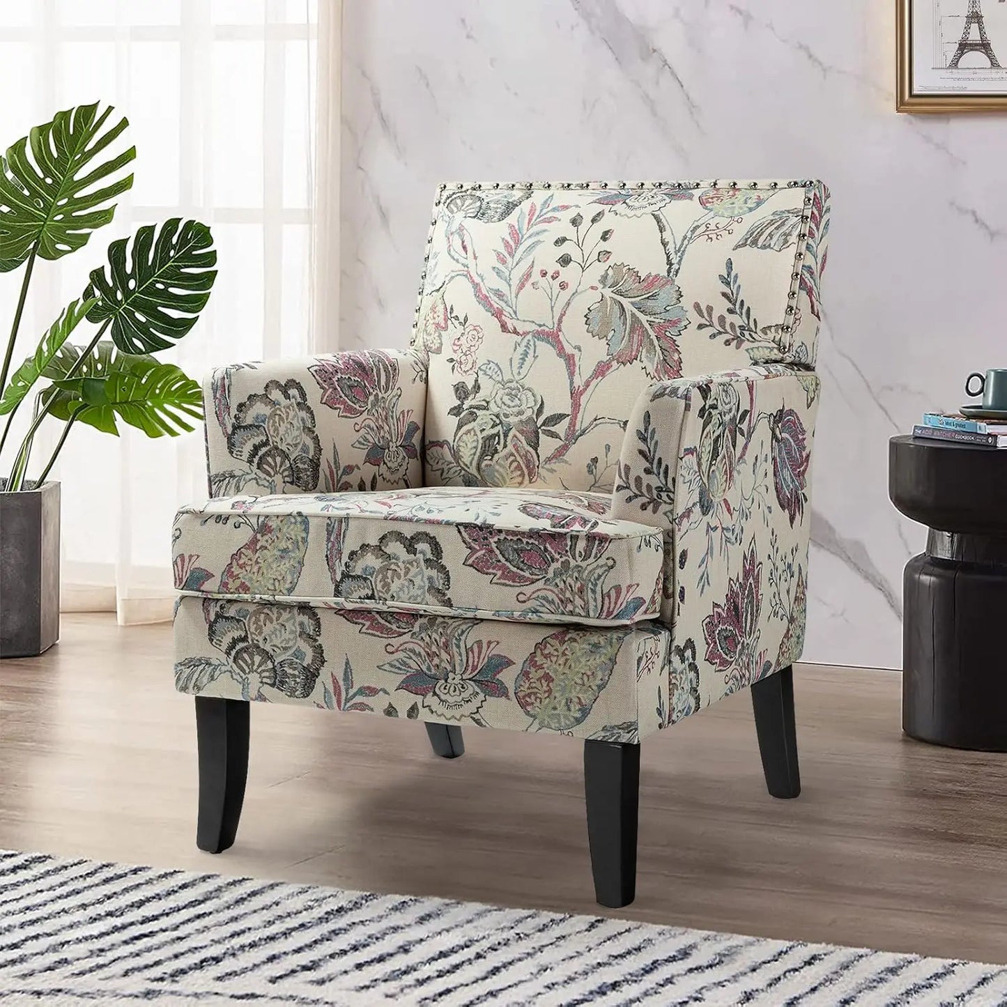 Accent Chair with Arms and Wooden Legs