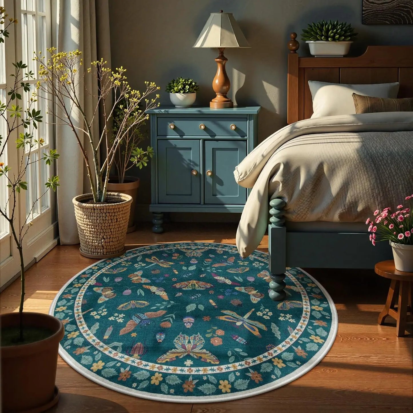 Non-Slip Soft Round Rug 4Ft Ultra-Thin