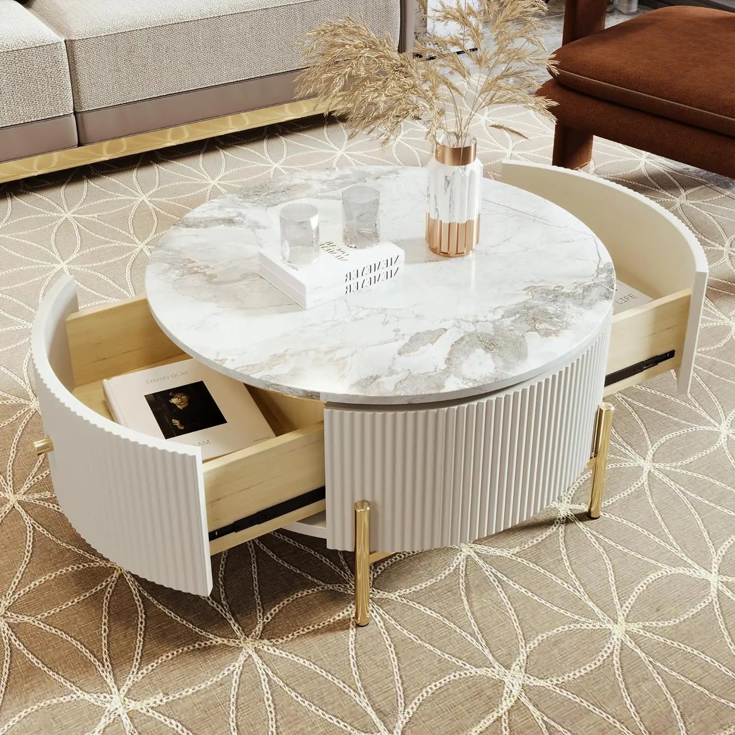 Nesting Coffee Table with Drawers