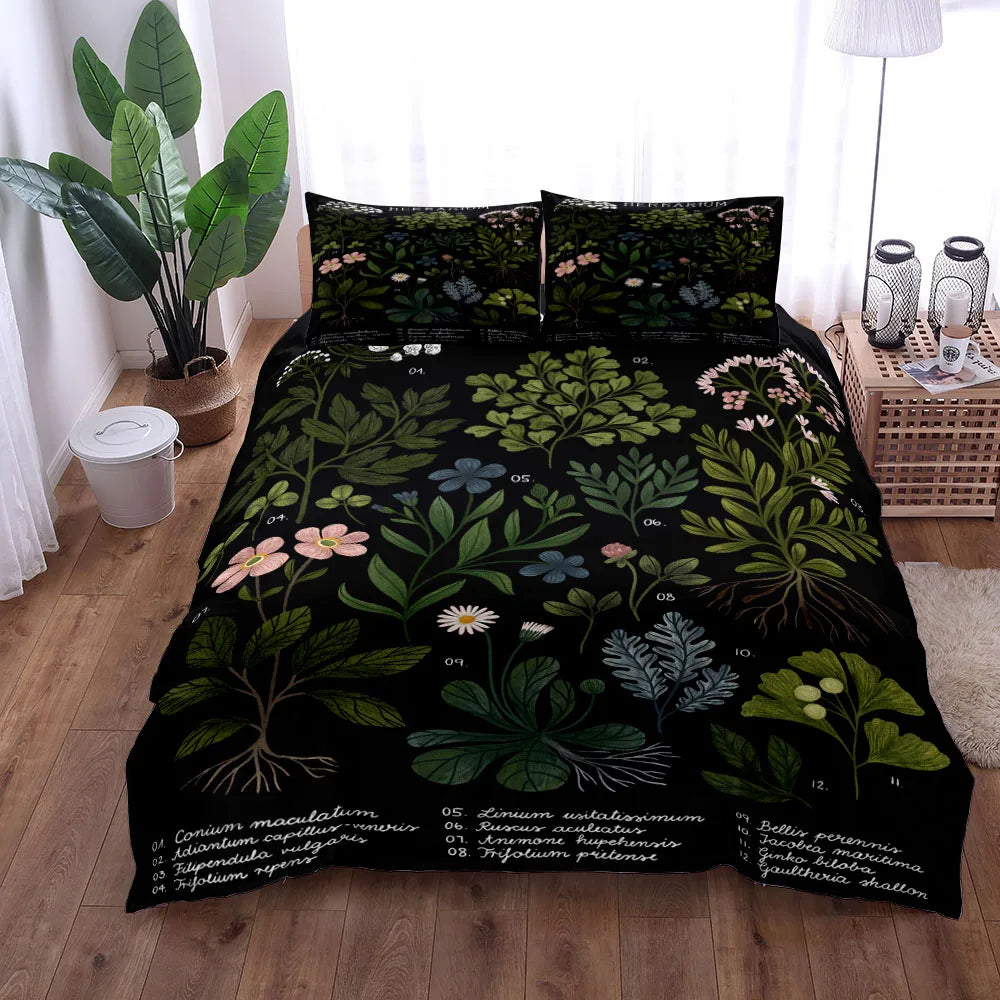 Botanical Herbarium Duvet Cover Pillowcase Set