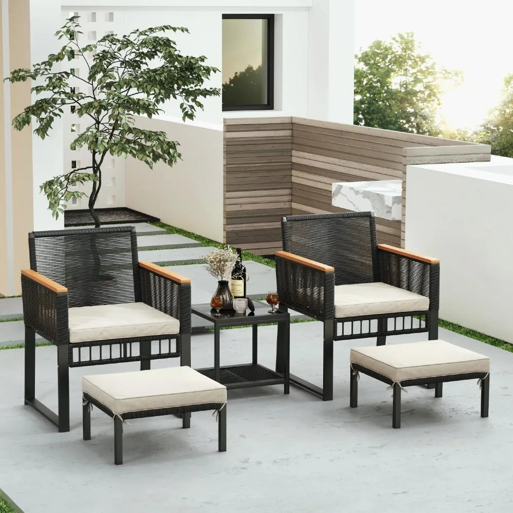 5 piece Outdoor Wicker Patio Furniture Set