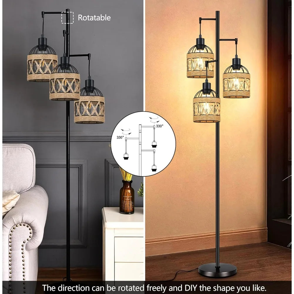 Farmhouse Industrial Black Standing Lamp