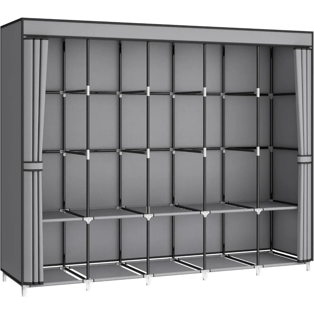 83 Inch Wide Grey Portable Closet Wardrobe