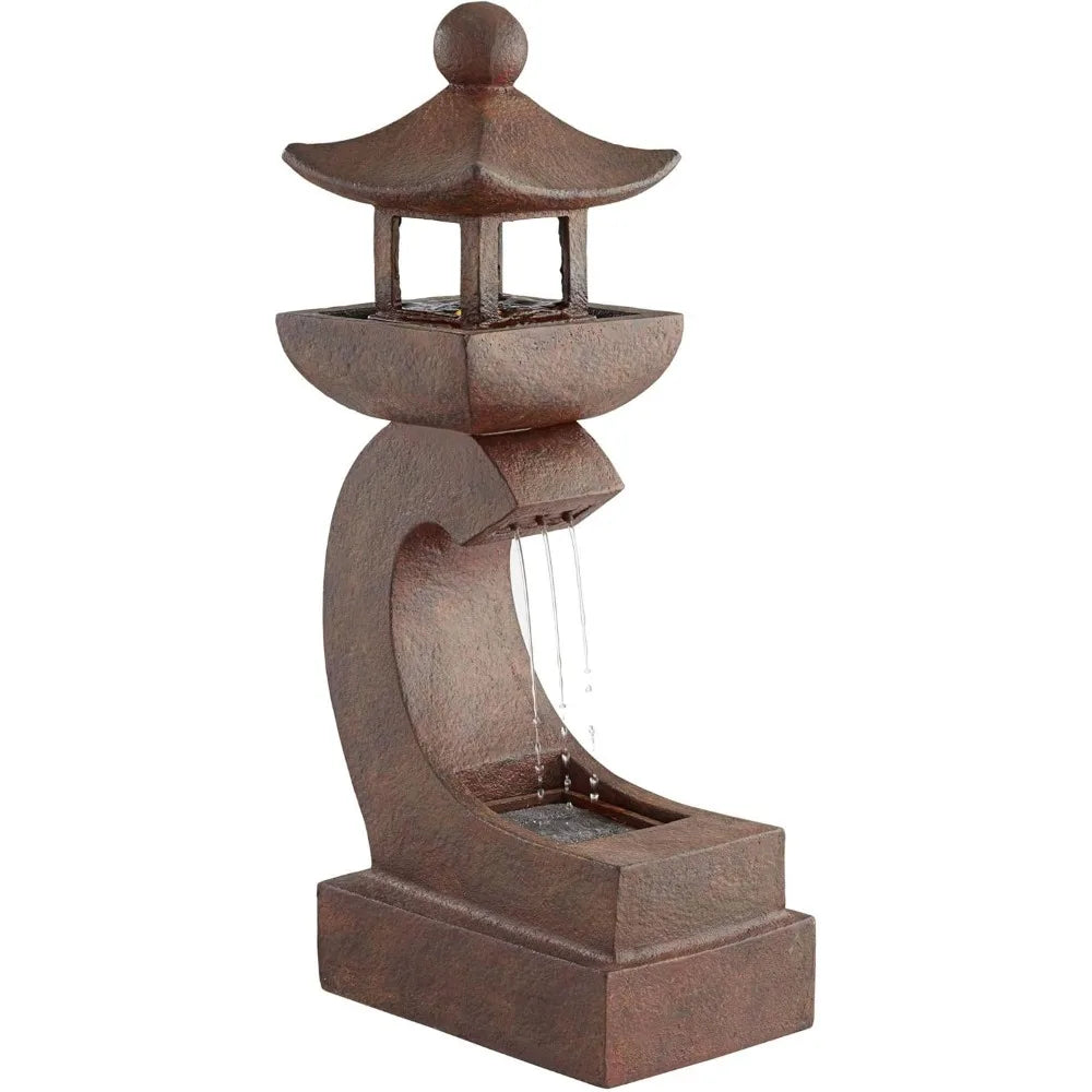 Garden Pagoda Style Outdoor Fountain with Light
