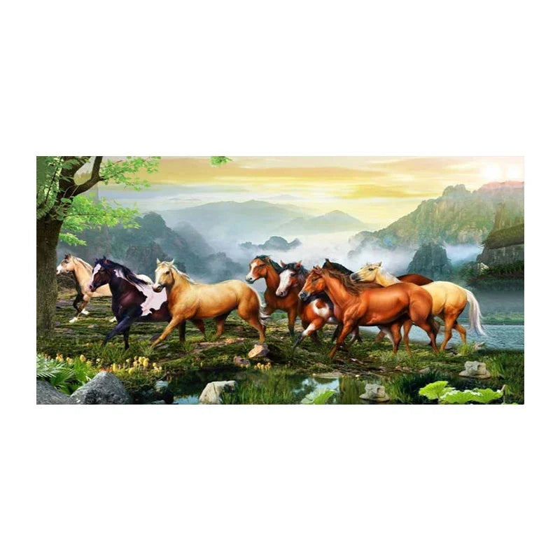 Framed Running Horse Painting