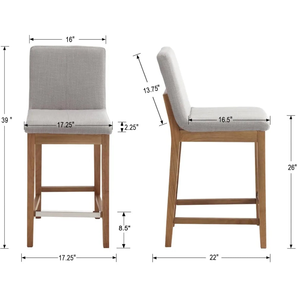 Set of 2 Counter Height Upholstered Bar Stools
