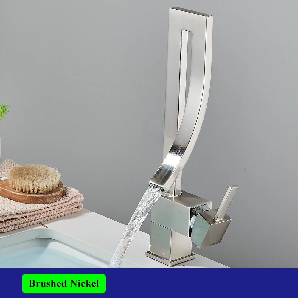 Shiny Gold Bathroom Faucet Single Hand