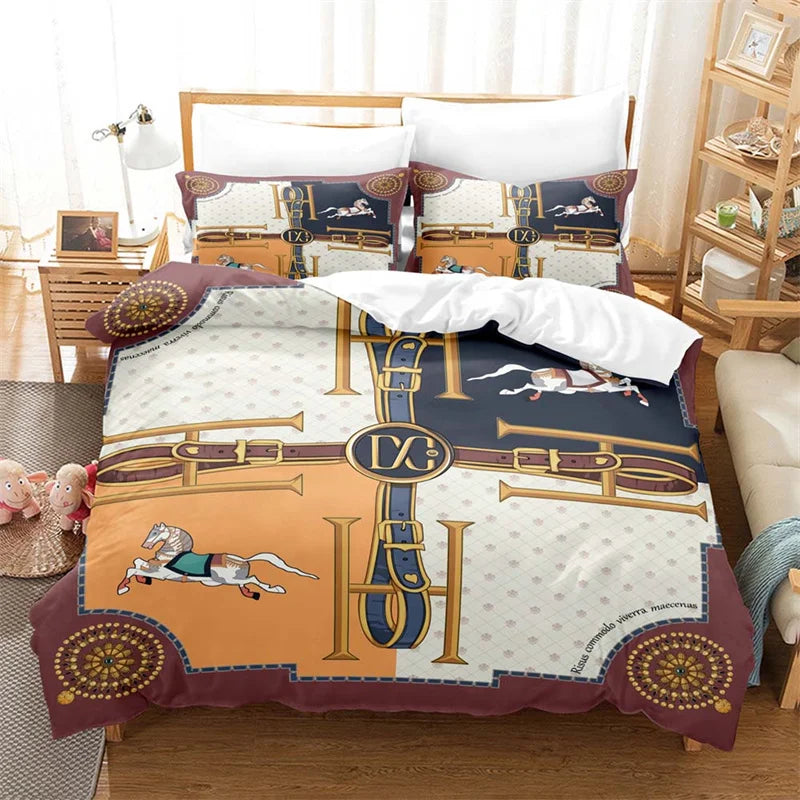 Luxury Horse Print Bedding Set