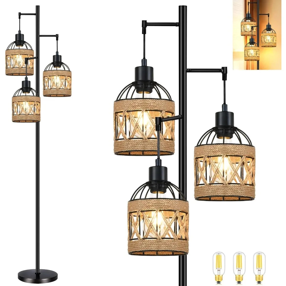 Farmhouse Industrial Black Standing Lamp