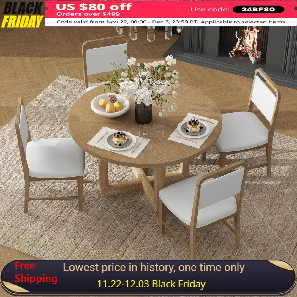 Retro Dining Room Table and 4 Upholstered Chairs