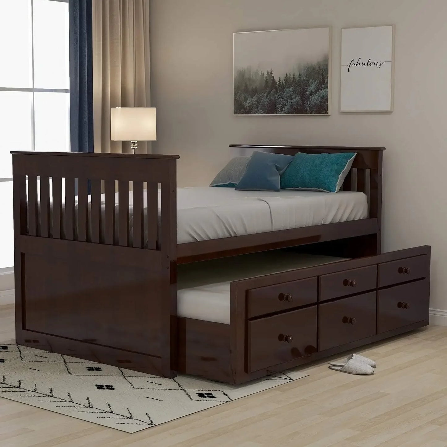 Children's storage double bed with stand