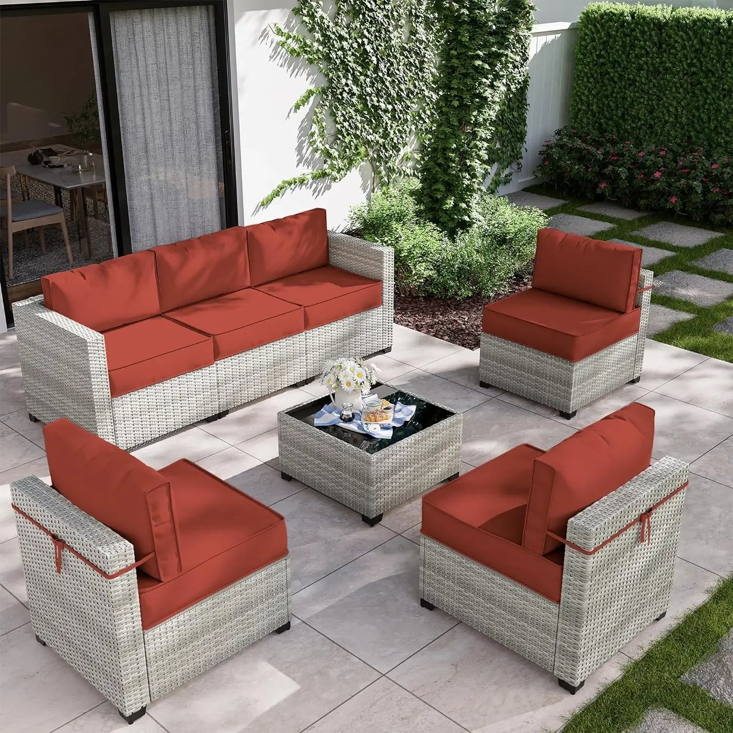 8-Piece Patio Set With Fire Pit Table