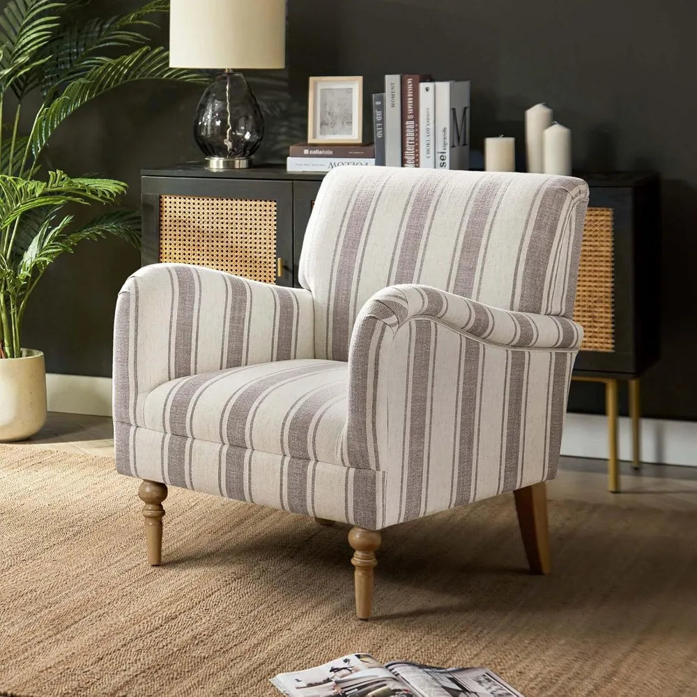 Modern Accent Chair with Arms and Wooden Legs