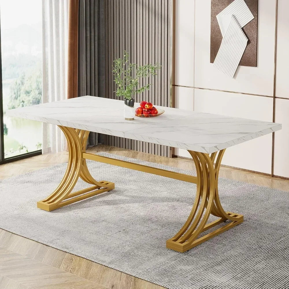 Dining Table with Stylish Metal Legs