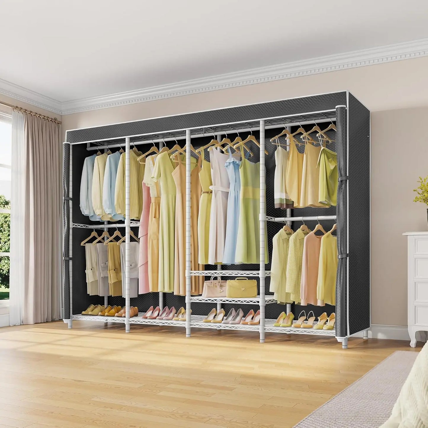 Large Covered Clothes Rack for Hanging Clothes