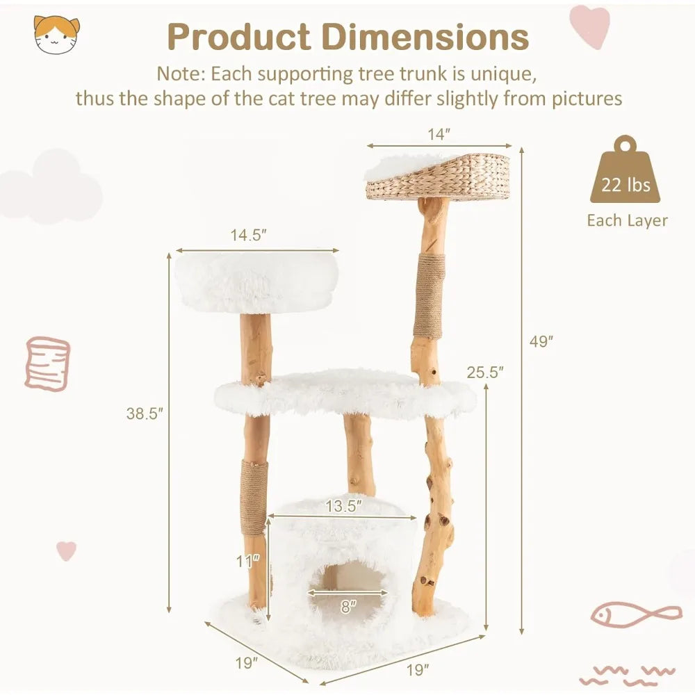 Solid Wood Modern Cats Tower