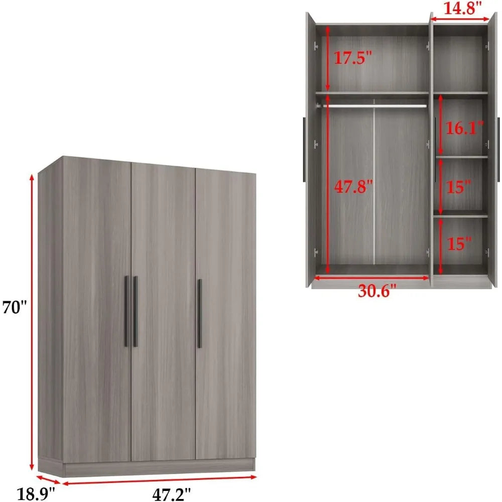 Wardrobe Armoire Closet with Shelves, Hanging Rod