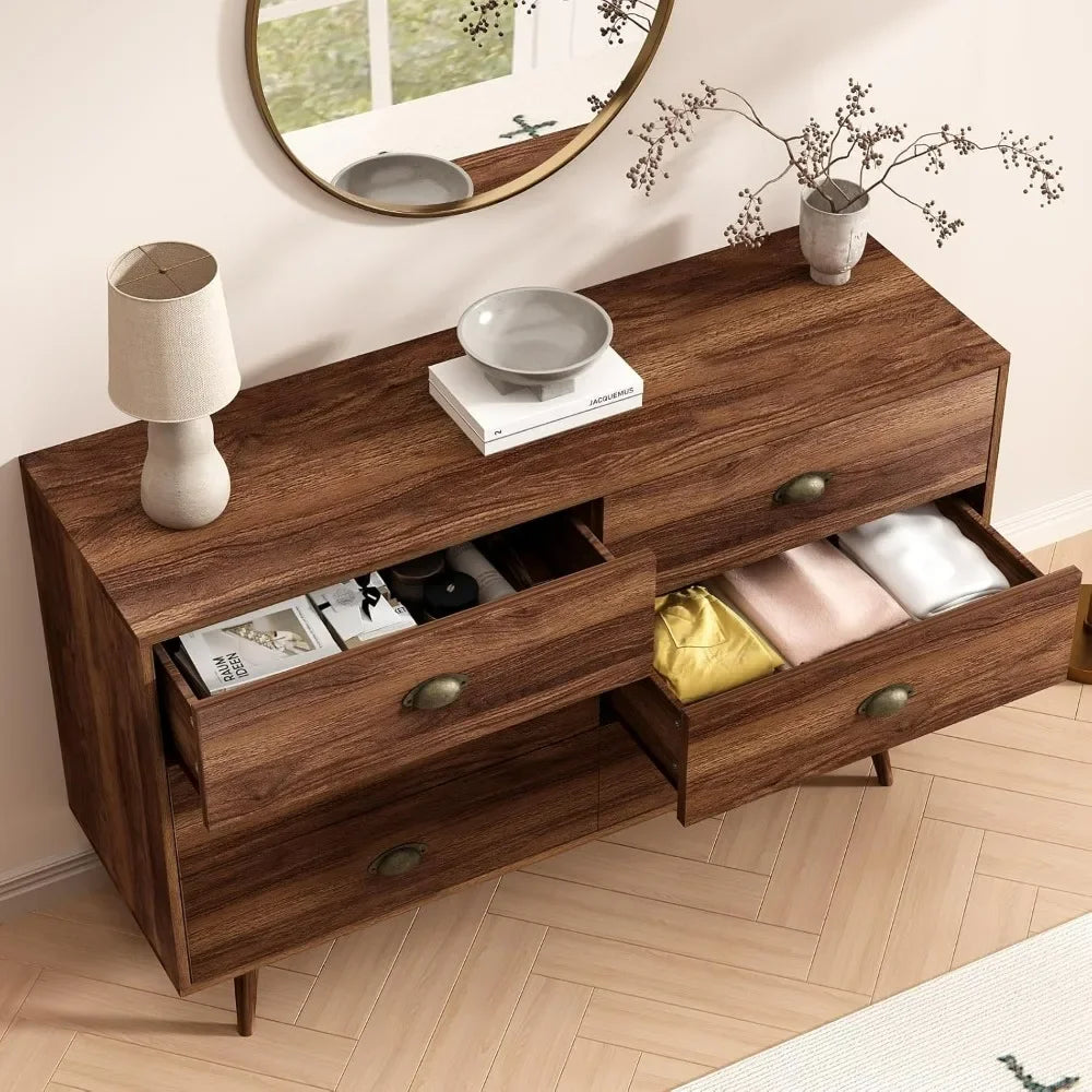 Wood 6 Drawer Dresser for Bedroom